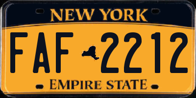 NY license plate FAF2212