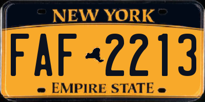 NY license plate FAF2213