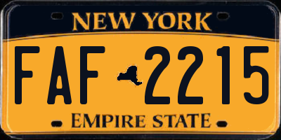 NY license plate FAF2215