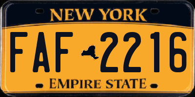 NY license plate FAF2216