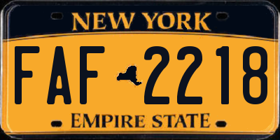 NY license plate FAF2218