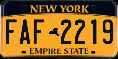 NY license plate FAF2219