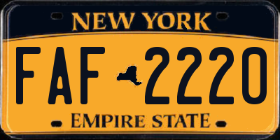 NY license plate FAF2220