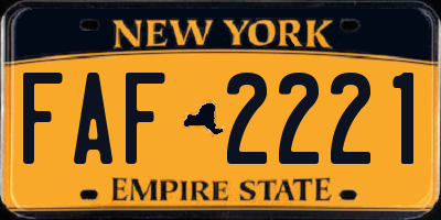 NY license plate FAF2221