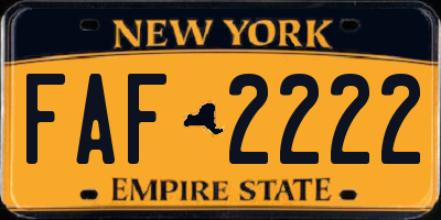 NY license plate FAF2222