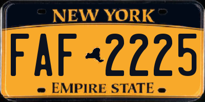 NY license plate FAF2225