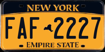 NY license plate FAF2227