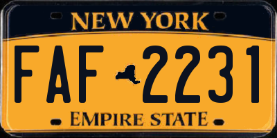 NY license plate FAF2231