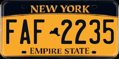 NY license plate FAF2235