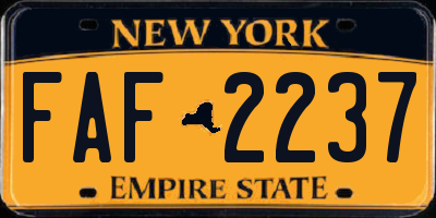 NY license plate FAF2237