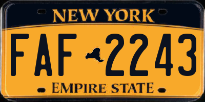 NY license plate FAF2243