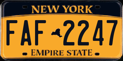 NY license plate FAF2247