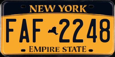 NY license plate FAF2248