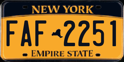 NY license plate FAF2251