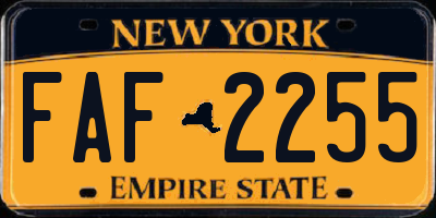 NY license plate FAF2255