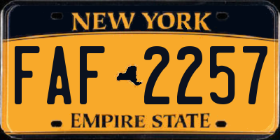 NY license plate FAF2257