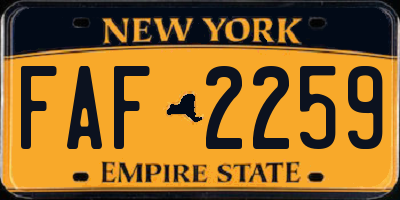 NY license plate FAF2259