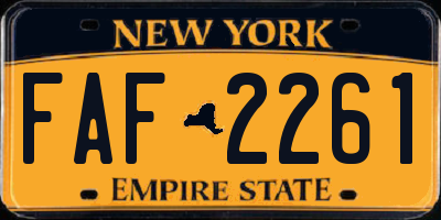 NY license plate FAF2261