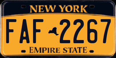 NY license plate FAF2267