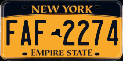 NY license plate FAF2274