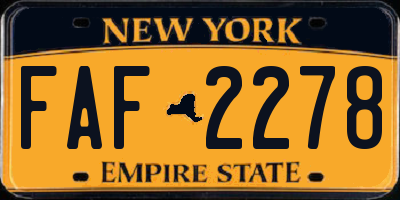 NY license plate FAF2278