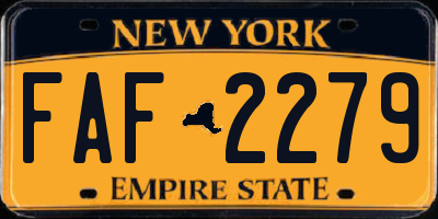 NY license plate FAF2279