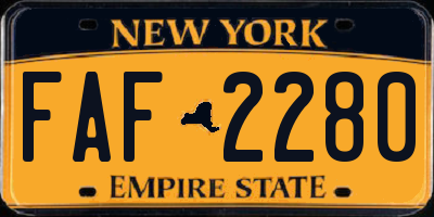 NY license plate FAF2280