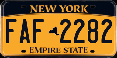 NY license plate FAF2282