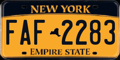 NY license plate FAF2283