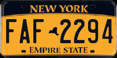 NY license plate FAF2294