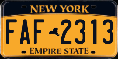 NY license plate FAF2313