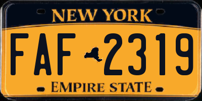 NY license plate FAF2319