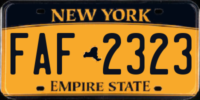 NY license plate FAF2323