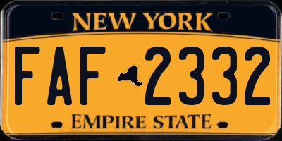 NY license plate FAF2332