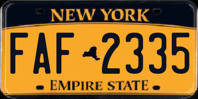 NY license plate FAF2335