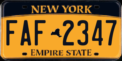 NY license plate FAF2347