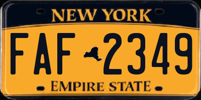 NY license plate FAF2349