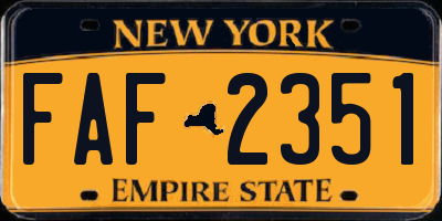 NY license plate FAF2351