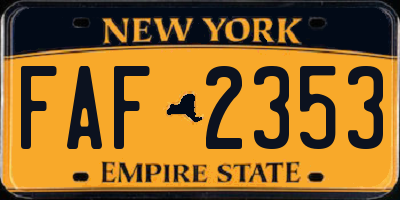 NY license plate FAF2353