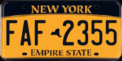 NY license plate FAF2355