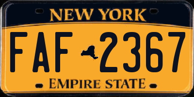 NY license plate FAF2367