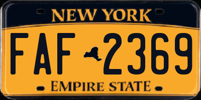 NY license plate FAF2369