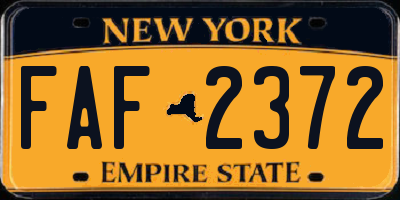 NY license plate FAF2372