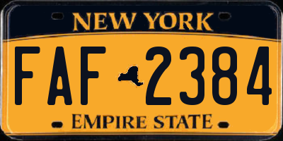 NY license plate FAF2384