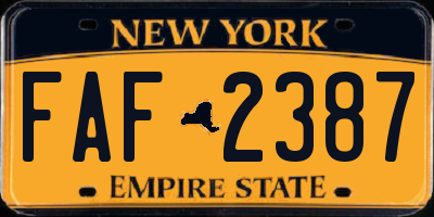 NY license plate FAF2387