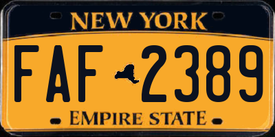NY license plate FAF2389