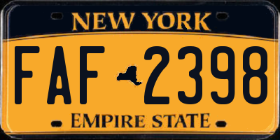 NY license plate FAF2398