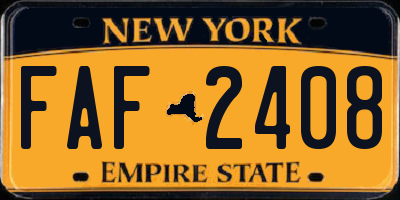 NY license plate FAF2408