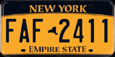 NY license plate FAF2411
