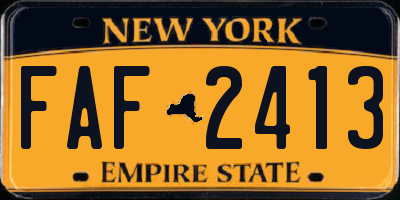 NY license plate FAF2413